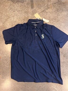 Seattle Mariners Tommy Bahamas Navy S Logo Polo Shirt